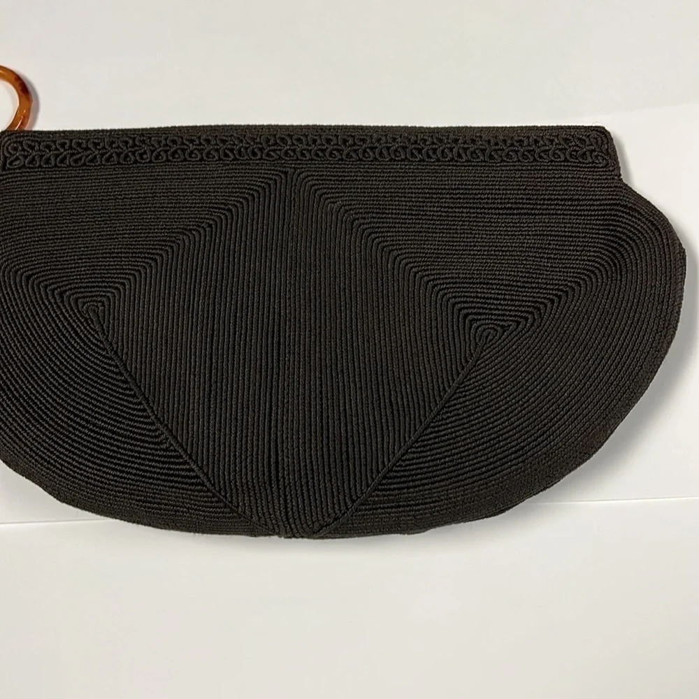 Laurel Genuine Corde Brown Cord Woven Zip Clutch Bag